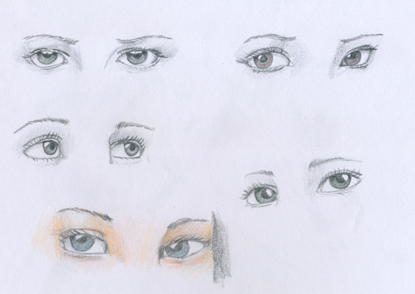 Estudio de ojos y perspectivas, tomado de un modelo idéntico